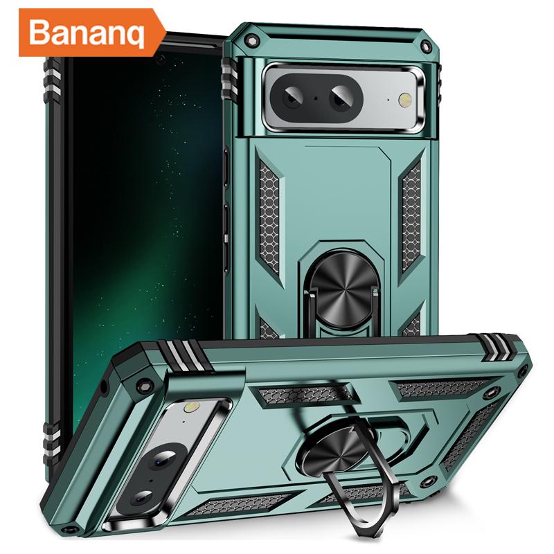 Bananq противоударный металлический держатель для пальцев с кольцом-кольцом, бронированный чехол для Google Pixel 9 8 7 6 Pro 8A 7A 6A магнитный автомобильный держатель для телефона