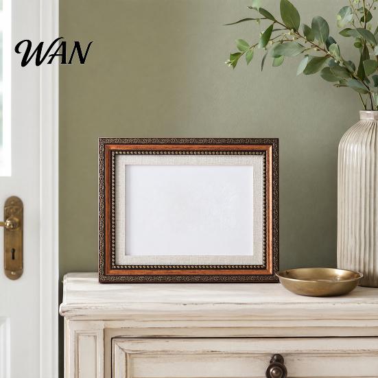 European Style Picture Frame Vintage Photo Frame, Art Mat for Tabletop Display Elegant & Wall Mount, Decorative Studio Portrait Photos Retro Carved