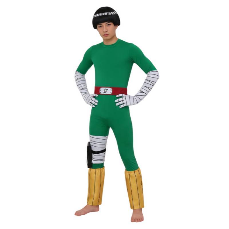 Naruto Rock Lee Cosplay Suit With Polyester Fabric For Halloween And Cosplay Events