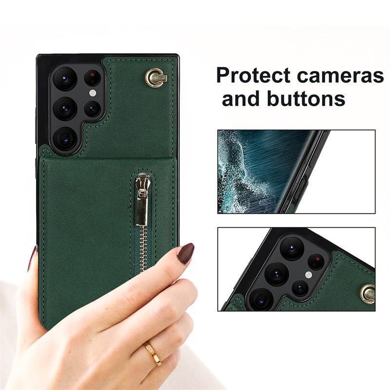 Fashion Zipper Card Bag Is Suitable for Samsung S22ultra Mobile Phone Case S21 + Insert Card S23 Anti-drop Note20.