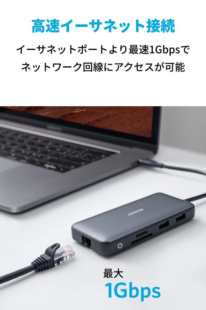 ANKER PowerExpand PD Media Speed Data HDMI MicroSD Card Reader Совместимость с подключением мобильных устройств 8-в-1 USB-C Hub/Высокая передача данных/Зарядка