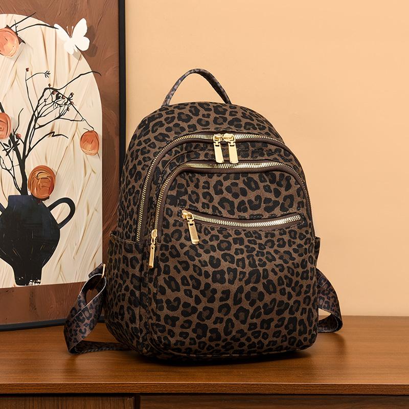 Сумка с леопардовым принтом, женский рюкзак, большой вместимости, дорожный рюкзак