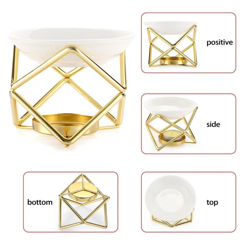 Ароматерапевтические диффузоры, горелки для восковых таблеток с керамической чашей, металлические подставки для чайных свечей для улучшения домашней эстетики