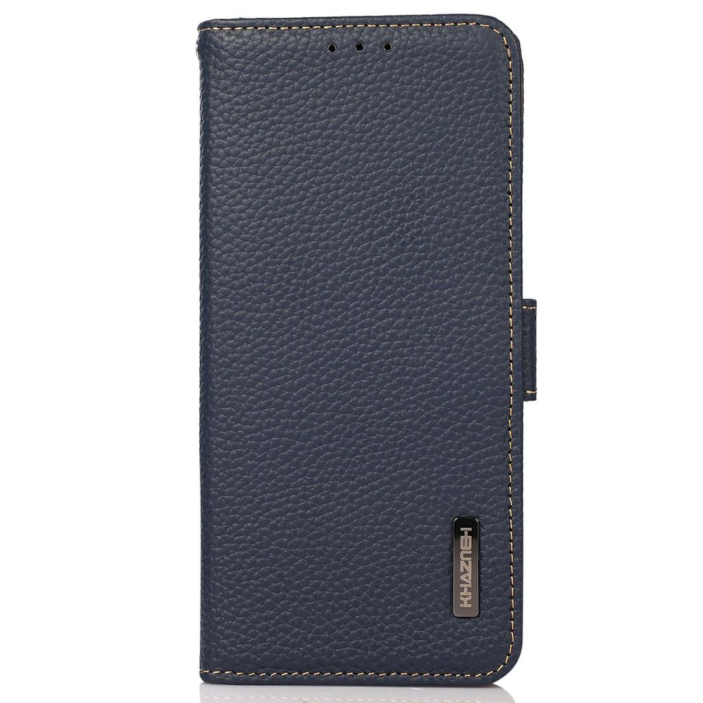 KHAZNEH for iPhone 17 Pro Max Phone Case RFID Blocking Wallet Litchi Texture Genuine Cow Leather Cover