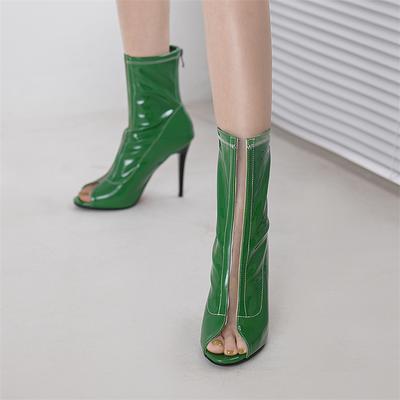 FOREADA Женские босоножки на высоком каблуке с открытым носком, шпильки, молнии, лаконичный дизайн, ботинки для джазовых танцев, женская модная обувь, летние, зеленые, 46