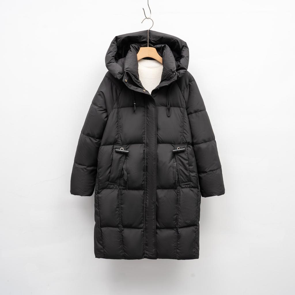 Down Jacket Women's Medium and Long Winter New Korean Version Fashion Bread Jacket Thickened Warm White Duck Down Jacket