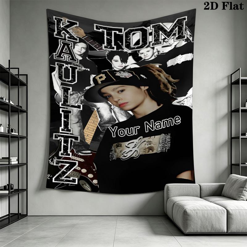 Tom Kaulitz Custom Name Wall Tapestry Aesthetic Wall Hanging Printed Fabric Blanket Decorative Tapestries for Bedroom Living Room Home Decor