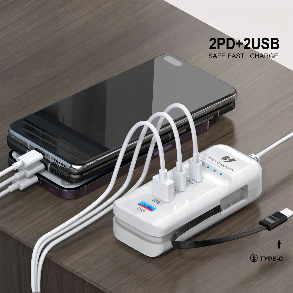 USB-зарядное устройство PD Type C Быстрая зарядка Быстрые настенные зарядные устройства Многопортовый USB-концентратор Адаптер для мобильного телефона Вилка ЕС/США USB Type C Быстрая зарядка