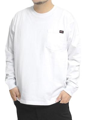 Мужская футболка с длинным рукавом Genuine Dickies, карман, принт с логотипом, круглый вырез, размер 5XL, белая (09)