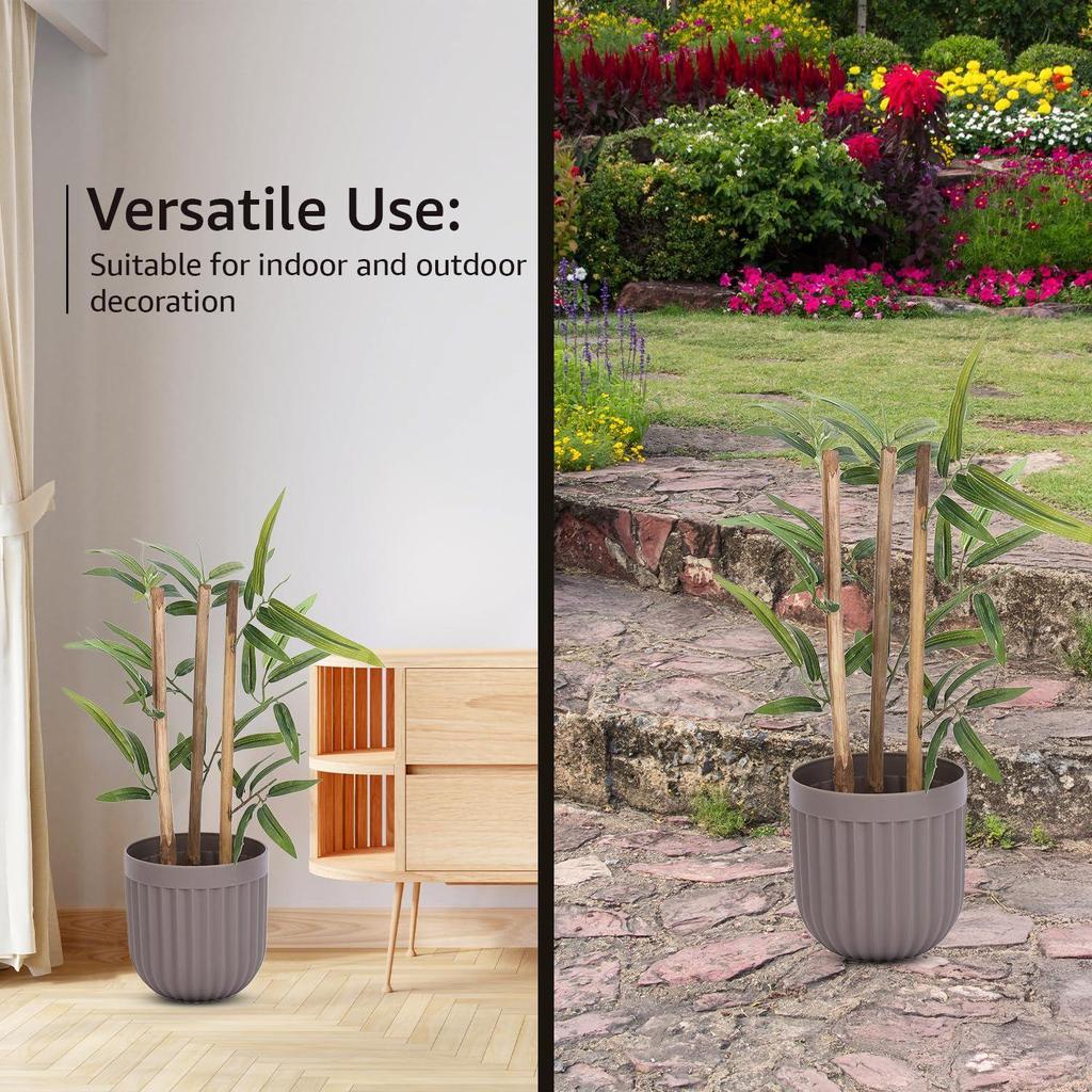 Реалистично выглядящий набор из 2 искусственных мини-бамбуковых растений, 29x10 см, для декора дома/офиса, зелень в коричневом пластиковом горшке