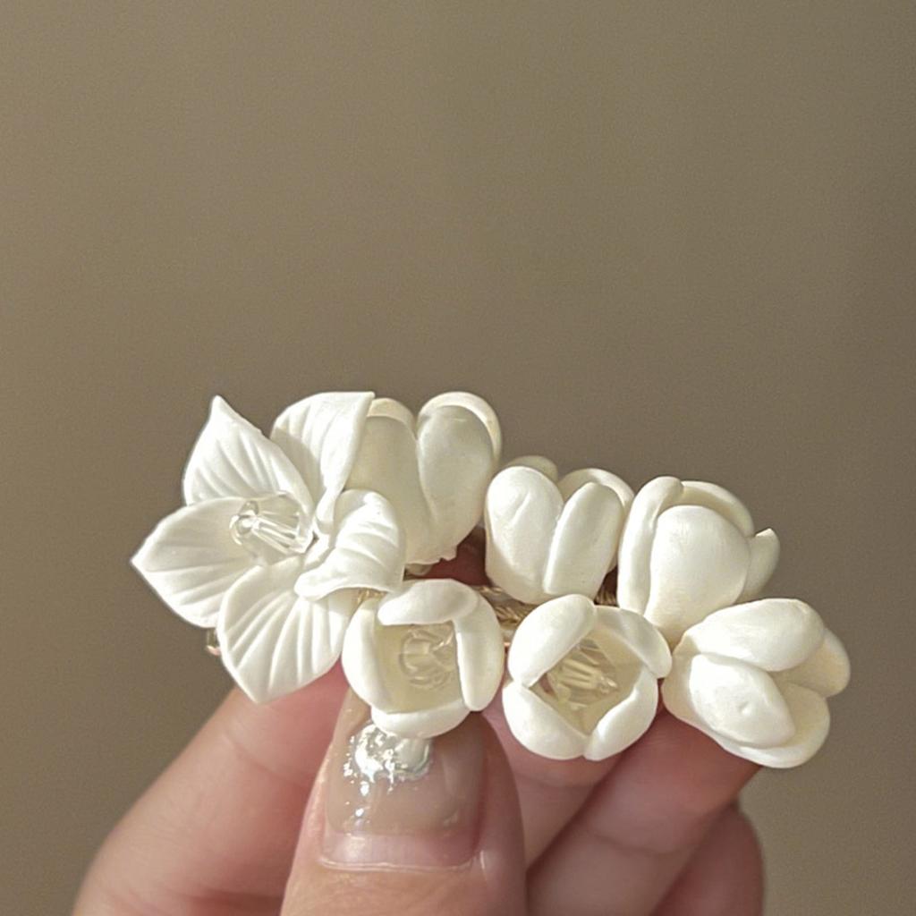 Vintage Jasmine Hair Clip Handmade Simulated Flower Hairpin For Women Girls Trendy Headwear Exquisite Jewelry Hair Accessories