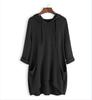 Spring Autumn Women's Hooded Solid Color Loose Long T-shirt Irregular Long Sleeve Pocket Pullover Top