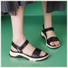 Fashion New Sandals Color-Blocking Casual Sports Comfortable Thick Sole Velcro Large Size Women's Shoes Wedge Buckle Fashionable