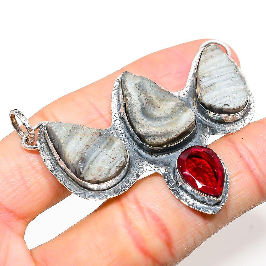 Подвеска из натурального пустынного розового друзы, гранатового драгоценного камня из стерлингового серебра 925 пробы 2,13 дюйма h5R18