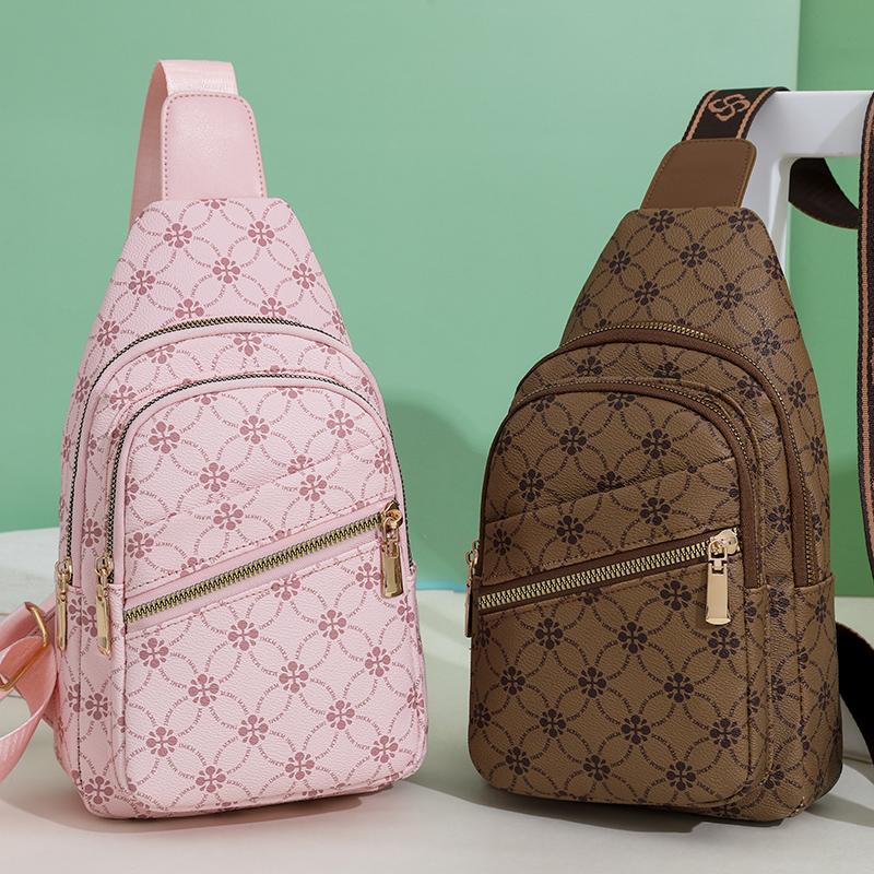 Винтажная сумка через плечо для женщин, нагрудная сумка с принтом, мягкая кожаная сумка через плечо