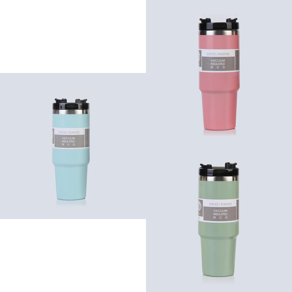 Portable Thickened Stainless Steel Vacuum Insulated Car Mug With Straw 30oz 20oz