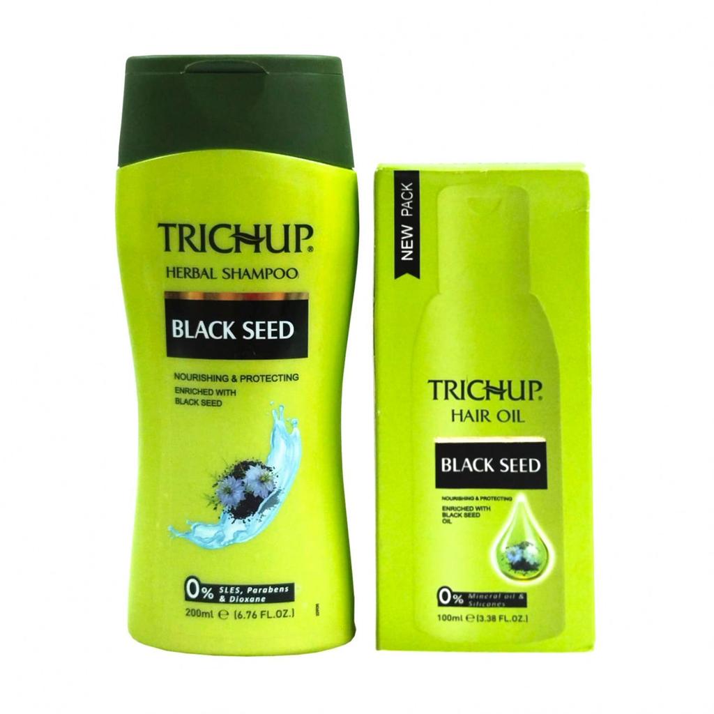Trichup Hair Set with Black Seed (200 + 100 Ml), Trichup Black Seed Set, Vasu