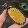 Yellow Fluorite Gemstone Copper Wire Wrap Jewelry Pendant 3.15