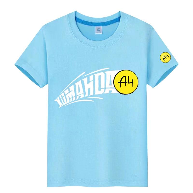 Детская футболка Merch A4 с героями мультфильмов, новая летняя футболка с короткими рукавами для мальчиков и девочек, футболка Vlad A4 с бумажным принтом, детская одежда, топы, футболки