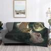 Capybara Blanket Fleece Printed Moon Breathable Soft Throw Blanket for Sofa Bedroom Plush Thin Quilt