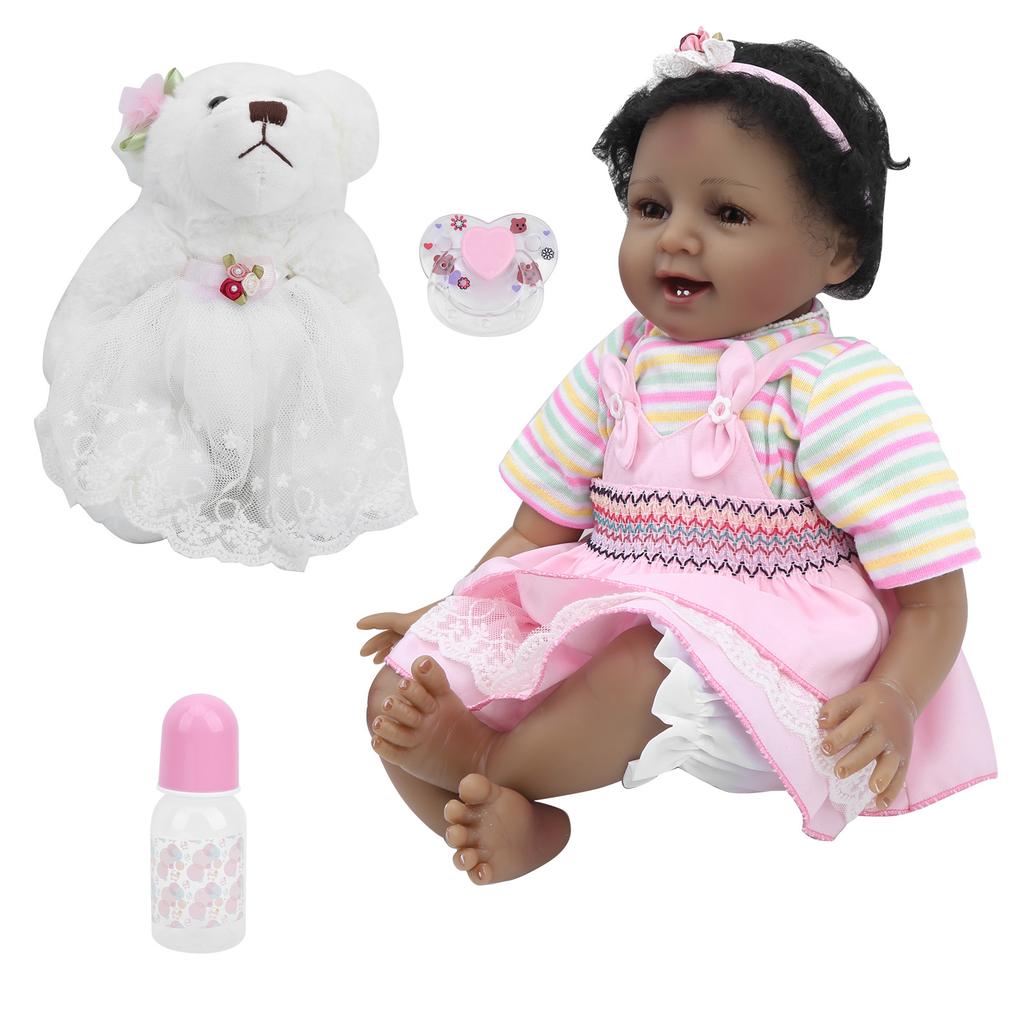 55 см кукла-реборн мягкая улыбающаяся кукла-девочка игрушка детская игрушка в подарок с соской детская бутылочка