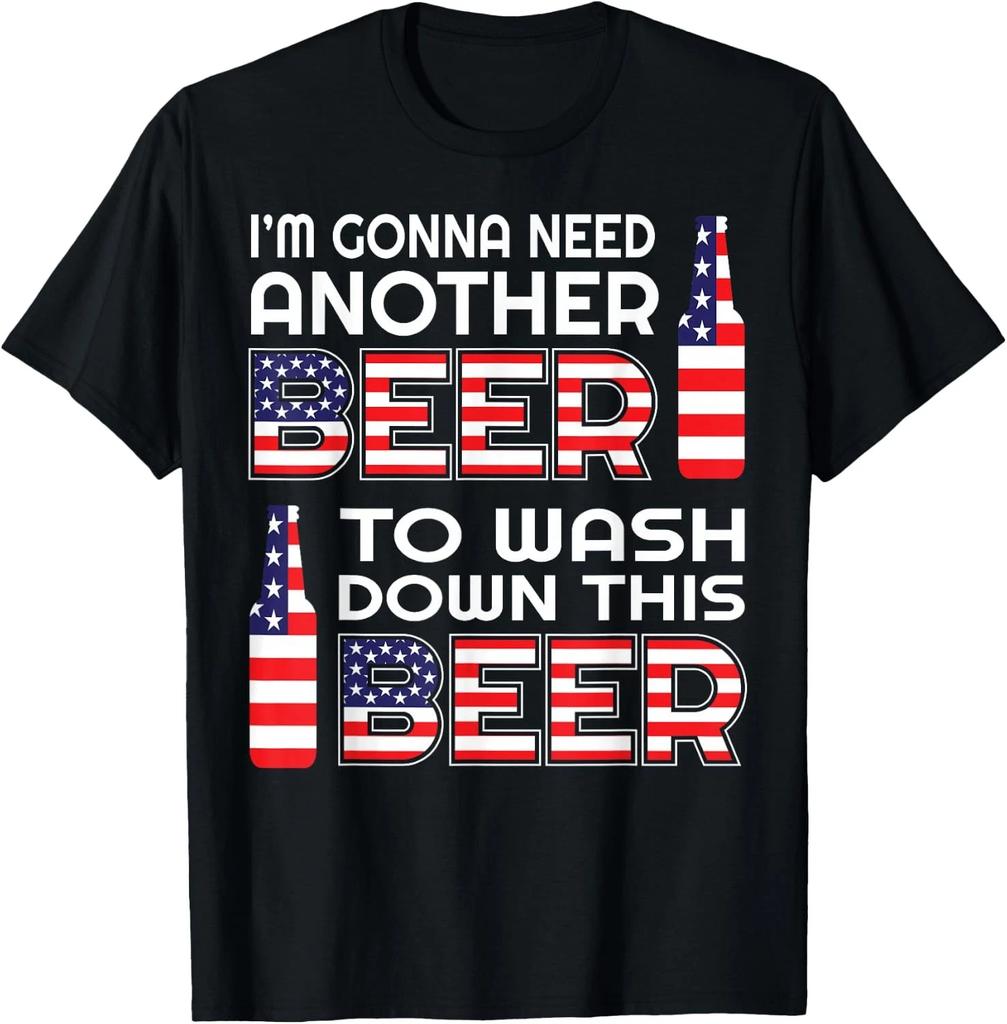 Funny Beer Drinking USA Flag 4th of July Unisex T-Shirt