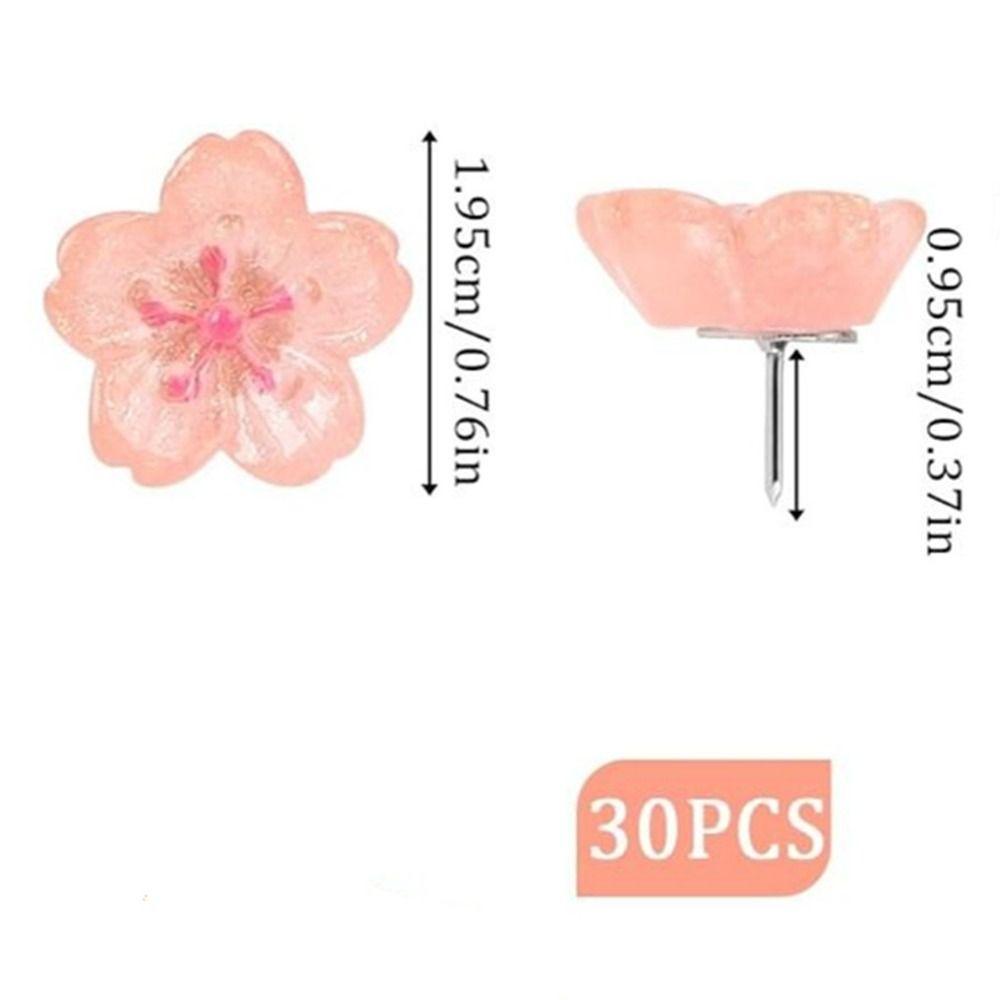 Pink Pink Resin Glitter Flower Push Pins For Cork Board