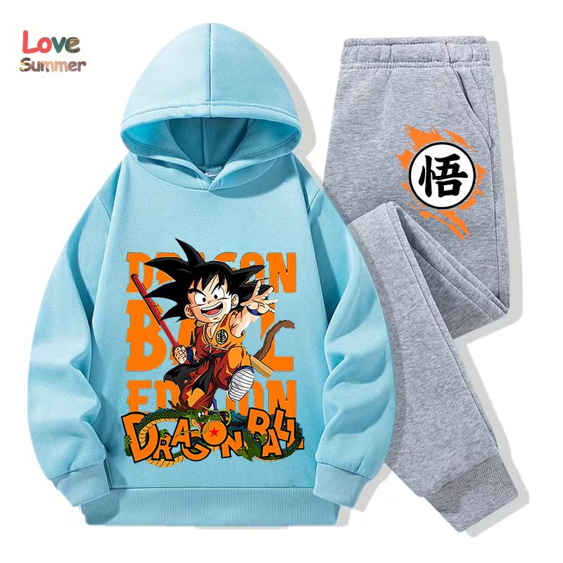 Аниме Худи Брюки 2 шт. 3-14 Лет Детский Спортивный Костюм Одежда DragonBall Худи Goku Мальчики Девочки Спортивный Костюм Идеально для Повседневной Носки на Улице