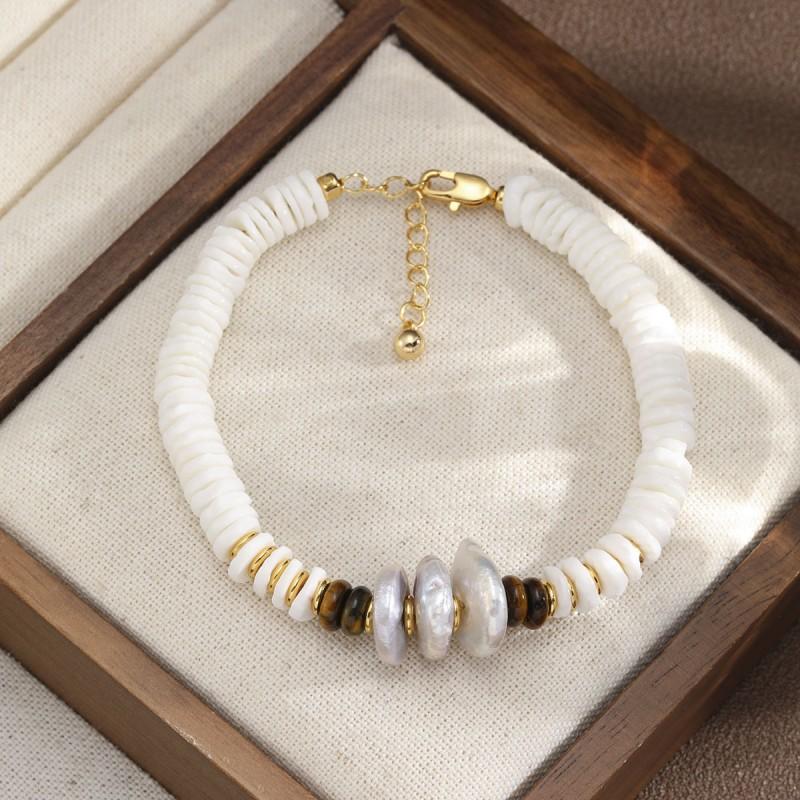 Baroque Pearl Shell Beaded Bracelet Women Boho Chic Minimalist Luxury Handmade Jewelry 2026