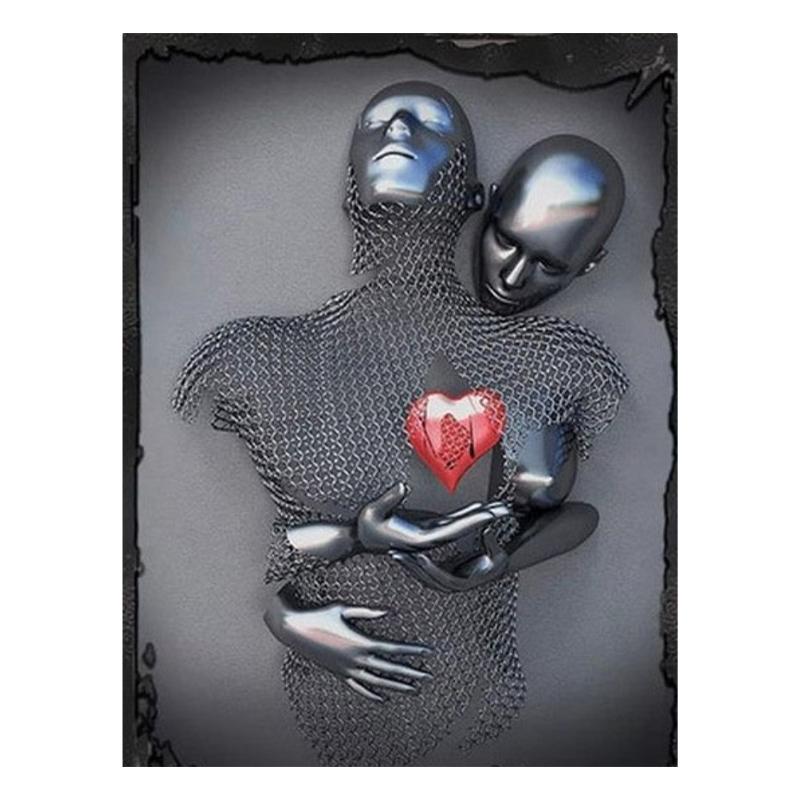 Золотая и серебряная фигурка, статуя, картина на холсте, металлическая скульптура, печать на плакатах, романтические фотографии для влюбленных, современное настенное искусство, домашний декор