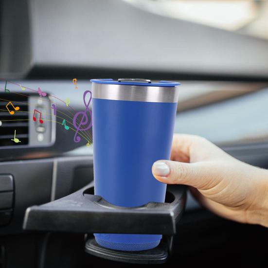 Изолированная кружка из нержавеющей стали с беспроводным динамиком BT, стерео сабвуфером, 500 мл, светодиодная музыкальная кружка, устойчивая к ржавчине, практичный подарок для мужчин и женщин