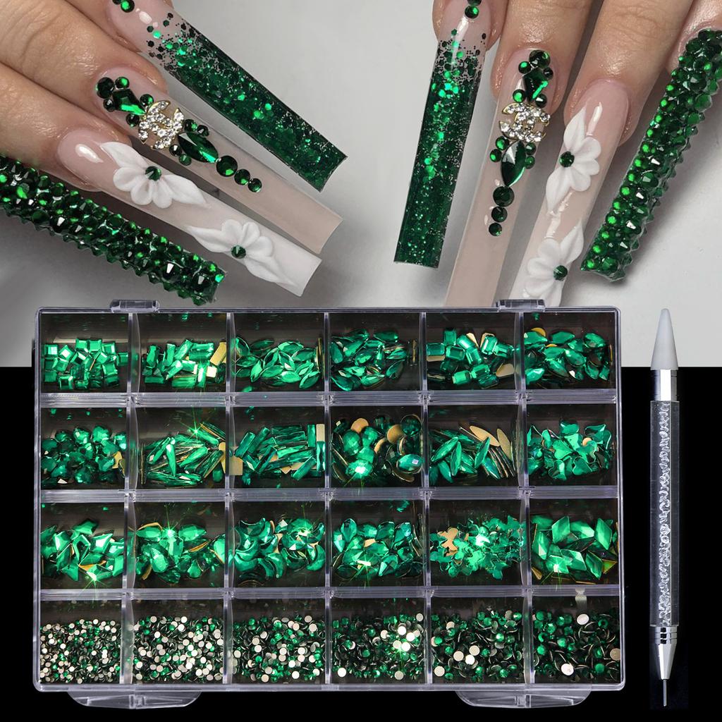 24 Grid Nail Art Diamond Box Special-Shaped Diamond Nail Jewelry Nail Art Set
