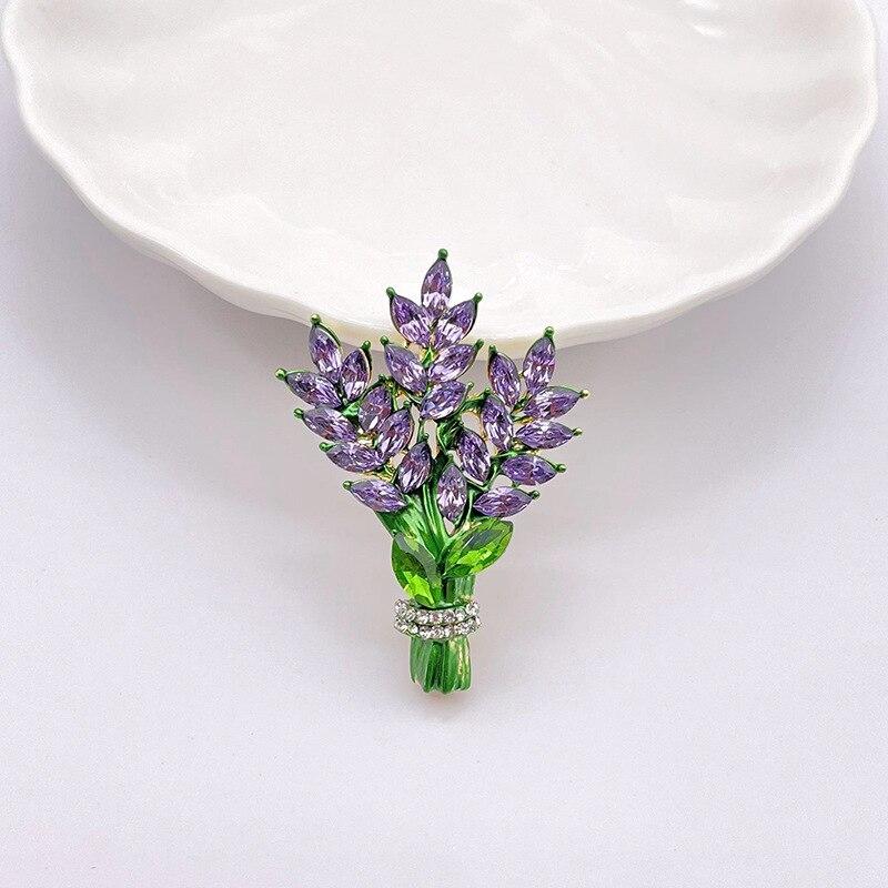 Роскошная брошь премиум-класса с золотыми кристаллами лаванды, осенне-зимняя модная булавка для воротника для блестящего женского платья, стильные ювелирные изделия
