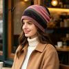 Versatile Lazy Style Hair Tie Women's Geometry Print Slouchy Hat Casual Soft Stretch Skull Hat for Women Cap Warm Cancer Chemo Headwear Outdoor