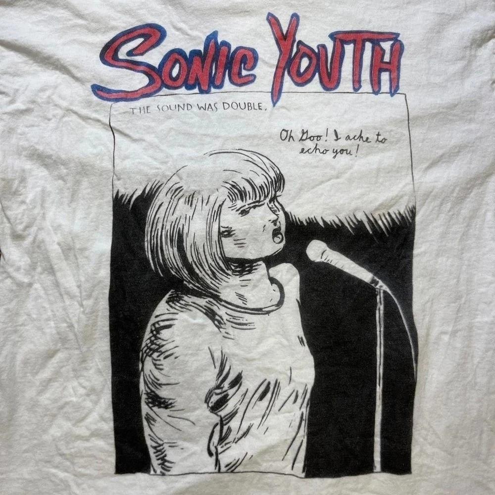 Sonic Youth группа винтажная белая футболка ретро футболка Перепечатка S5XL Унисекс футболка
