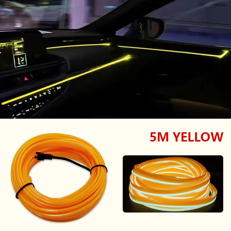 5M Car Interior Led Decorative Lamp EL Wiring Neon Strip Cold Light Wire For Auto DIY Flexible Ambient Light USB Atmosphere Lamp
