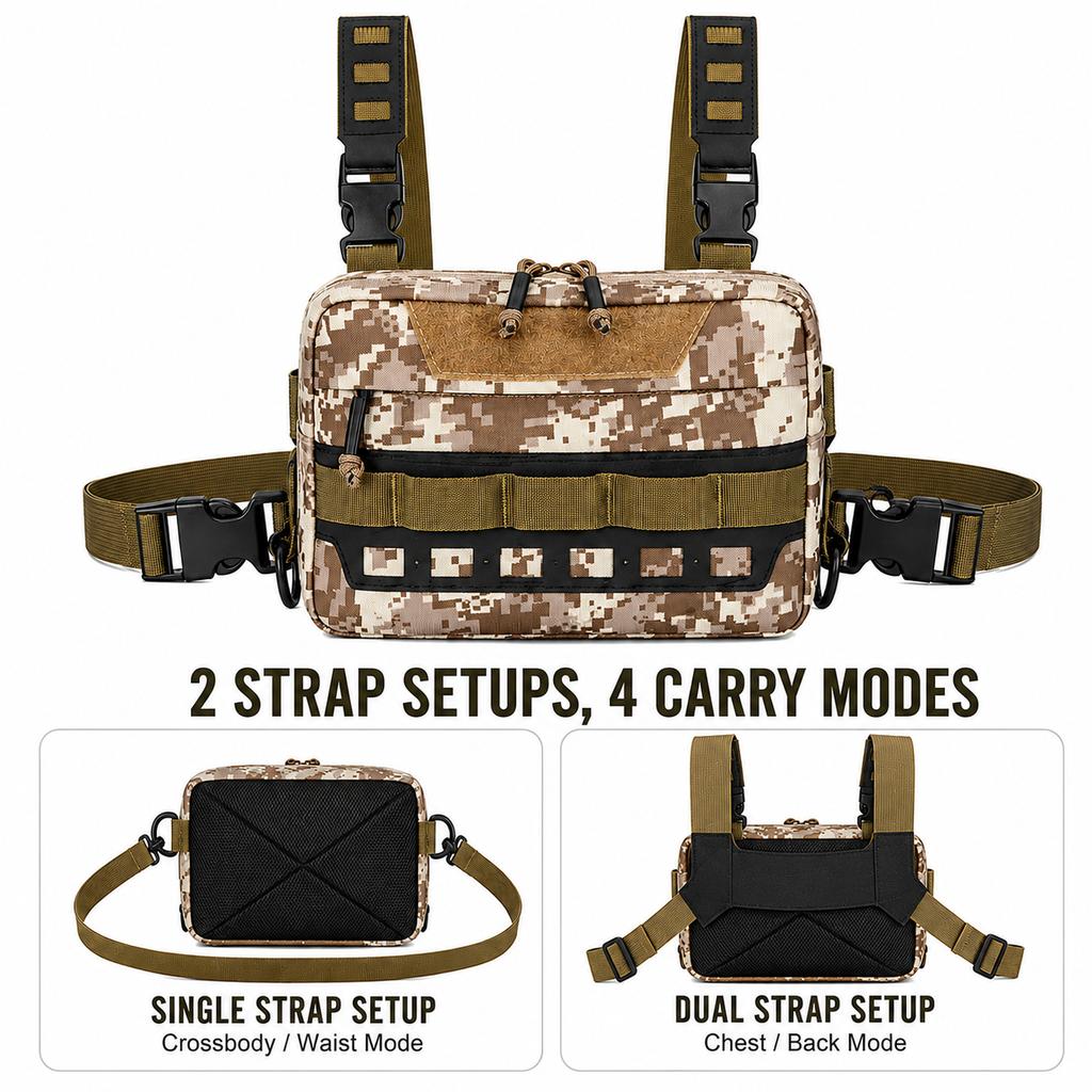 Chest Bag Fishing Waist Bag Fishing Quick Access Lure Fishing Bag Outdoor MOLLE Tackle Bag for Hiking Camping Cycling
