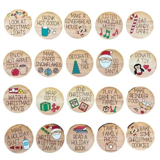 20 шт./компл. жетоны обратного отсчета на Рождество «Что делать» с буквенным принтом праздничное украшение Рождественский пришествие деревянные монеты комплект дисков
