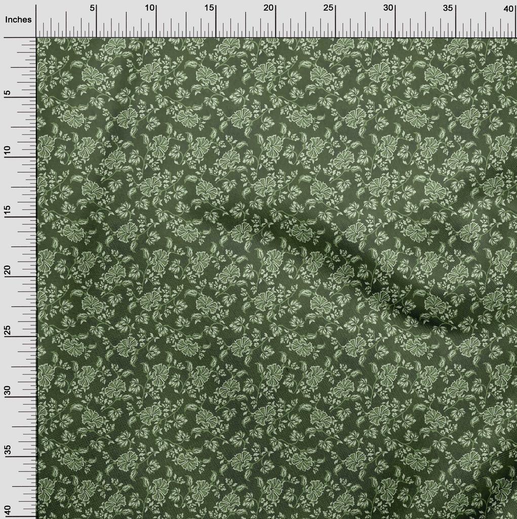 oneOone Cotton Flex Forest Green Fabric Batik Dress Material Fabric Print Fabric By The Yard 40 Inch