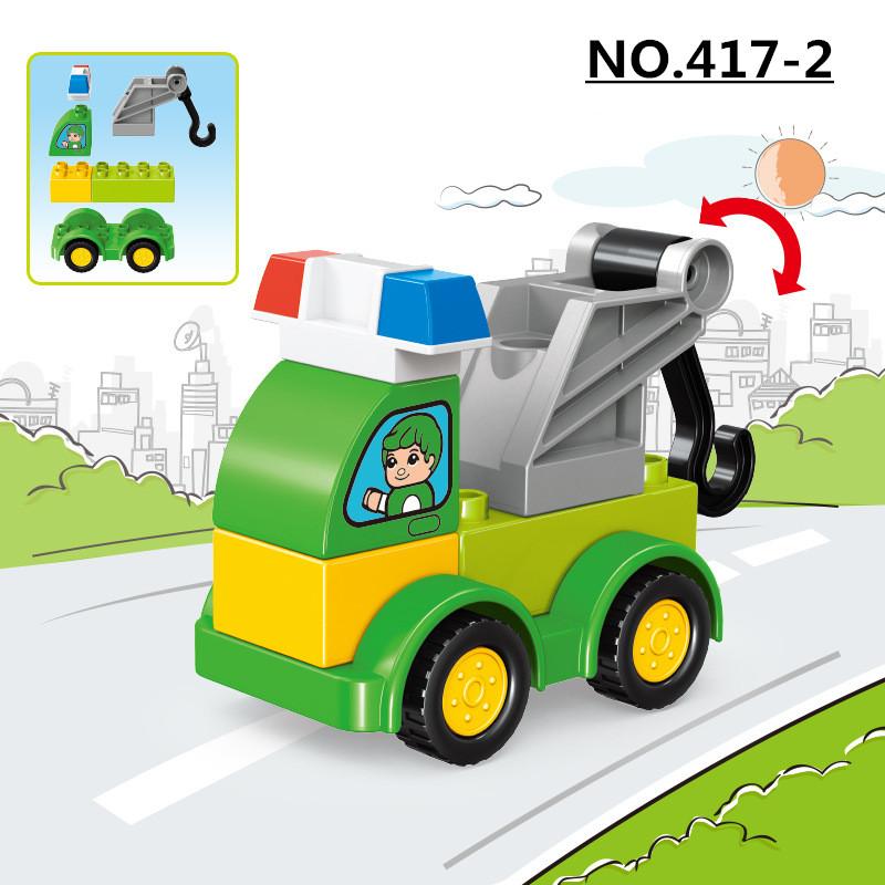 Large Particle Building Blocks Car Creative City Construction Forklift Crane Excavator Vehicle DIY Bricks Toy For Kids Xmas Gift