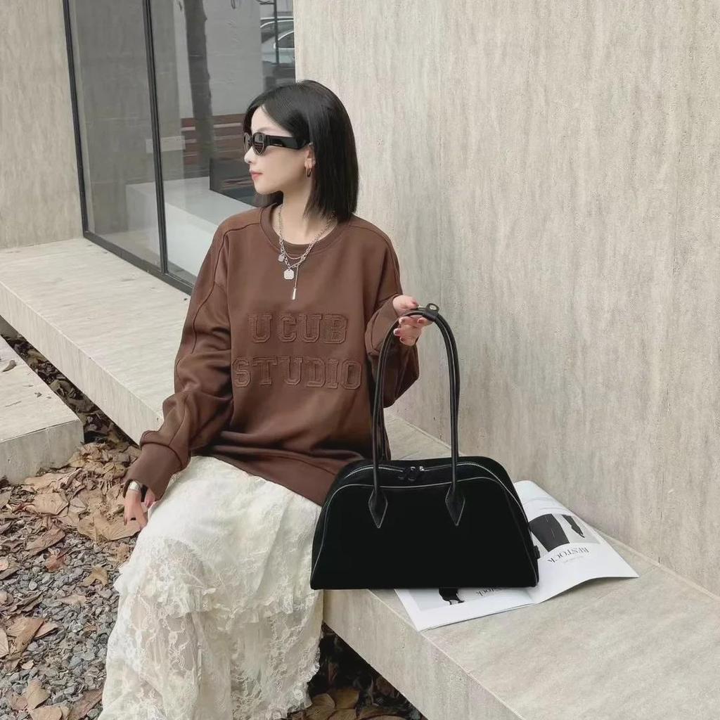 Элегантная замшевая женская сумка Boston Underarm Bag большой вместимости - модная, универсальная, матовая сумка через плечо