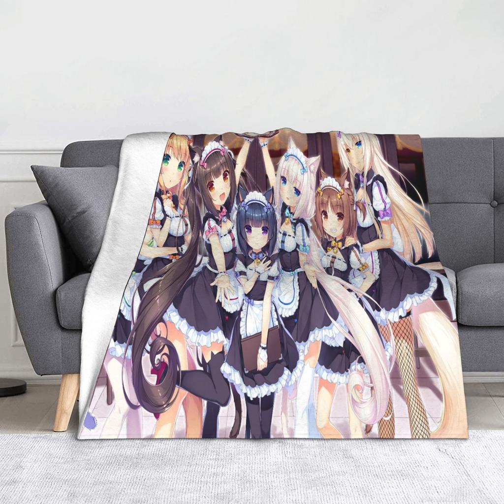 Nekopara Game Chocola and Vanilla Blankets Flannel Summer Air Conditioning  Portable Soft Throw Blanket for Sofa Couch Rug Piece
