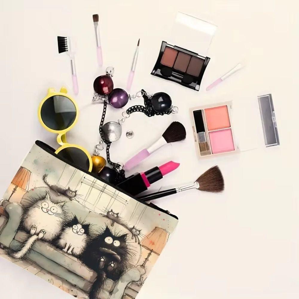 Cat Animal Makeup Bag Printed Travel Bag Retro Storage Bag