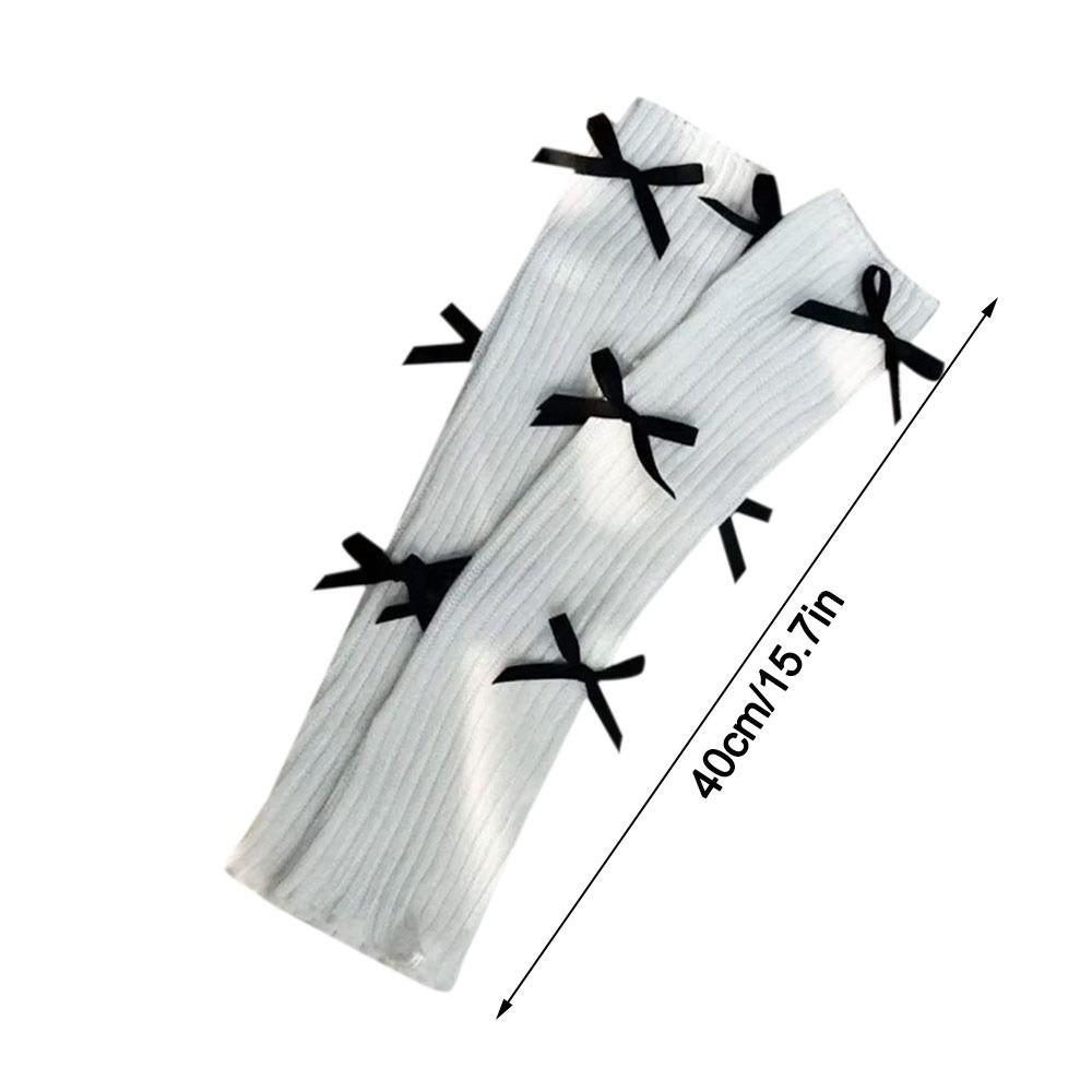 Модные вязаные гетры с бантом 40 см, вязаная текстура, чехол для ног, белые, черные, теплые вязаные носки, осень-зима