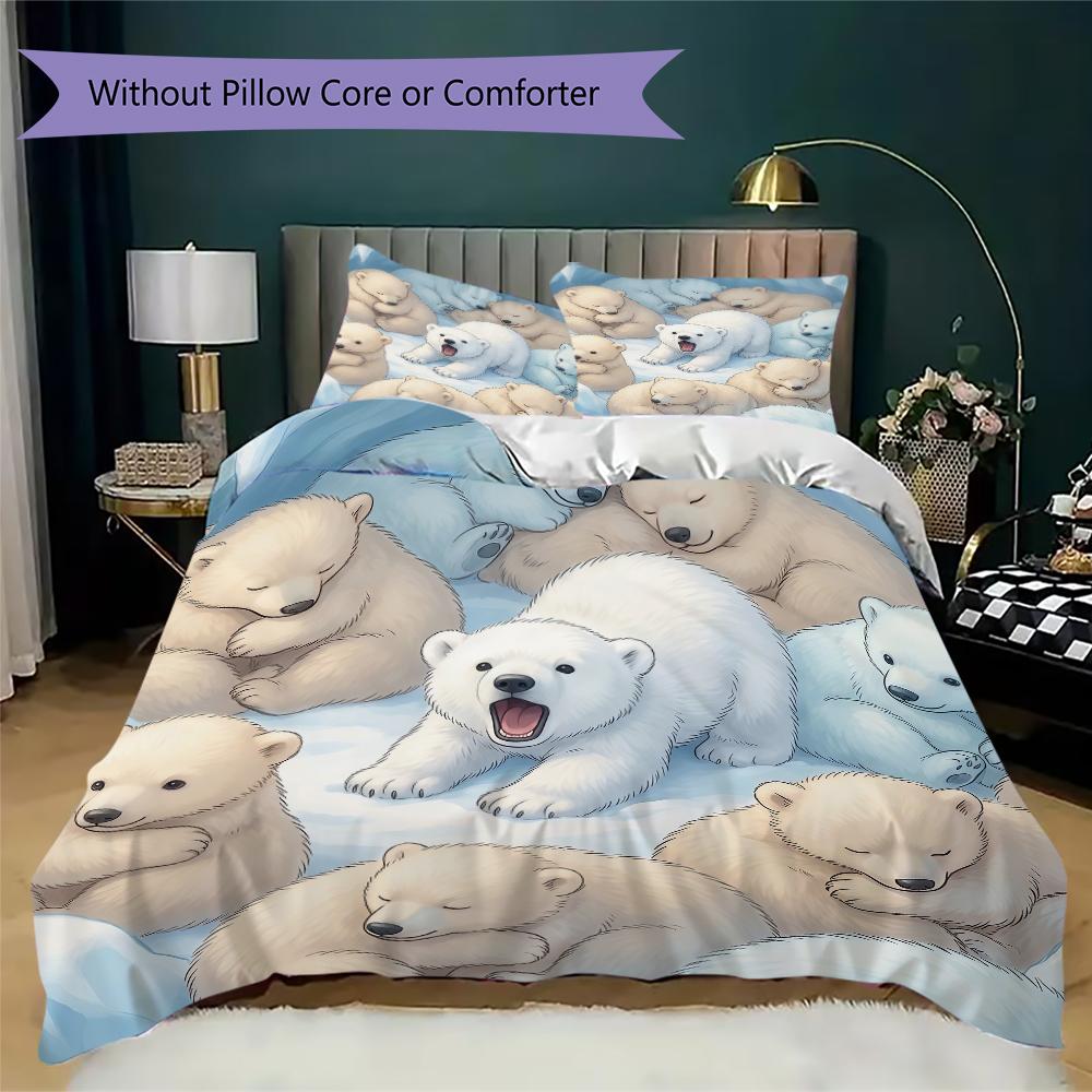 Repeat Bear Pattern Bedding uilt Set uilt Cover Pillowcase Home Decoration Birthday Gift (1 * duvet cover + 2 * pillowcase without core)