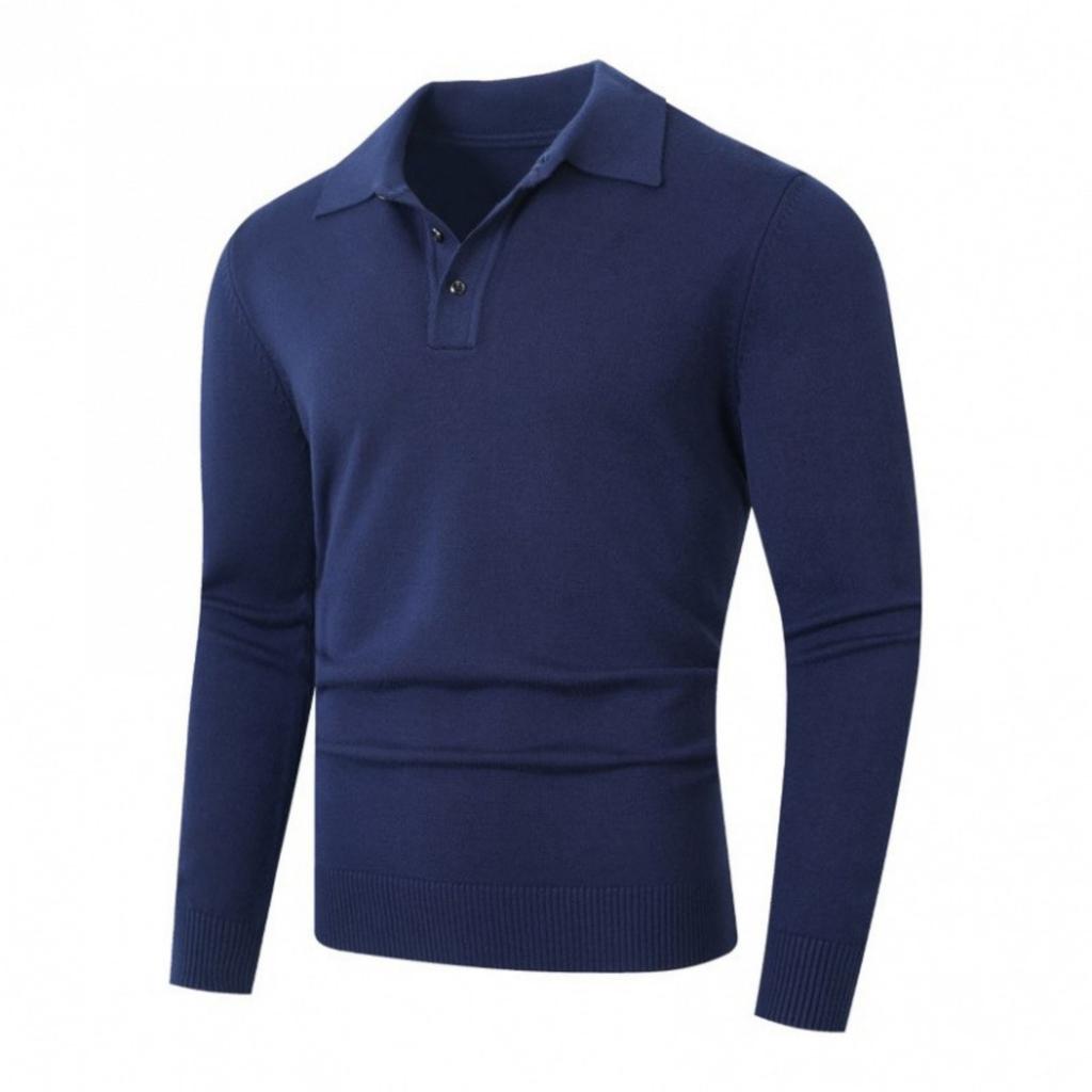 Мужской повседневный облегающий однотонный трикотажный свитер с квадратным вырезом и пуговицами, с длинными рукавами