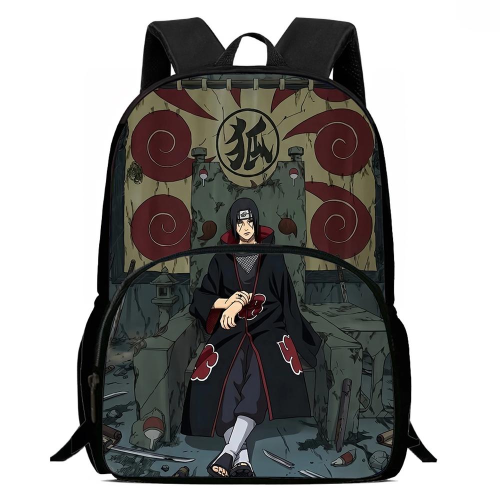Рюкзак детский NARUTO Аниме Регулируемый ремень на плечо Передний карман Легкий прочный Школьный рюкзак Для мальчиков и девочек Возраст 6-11