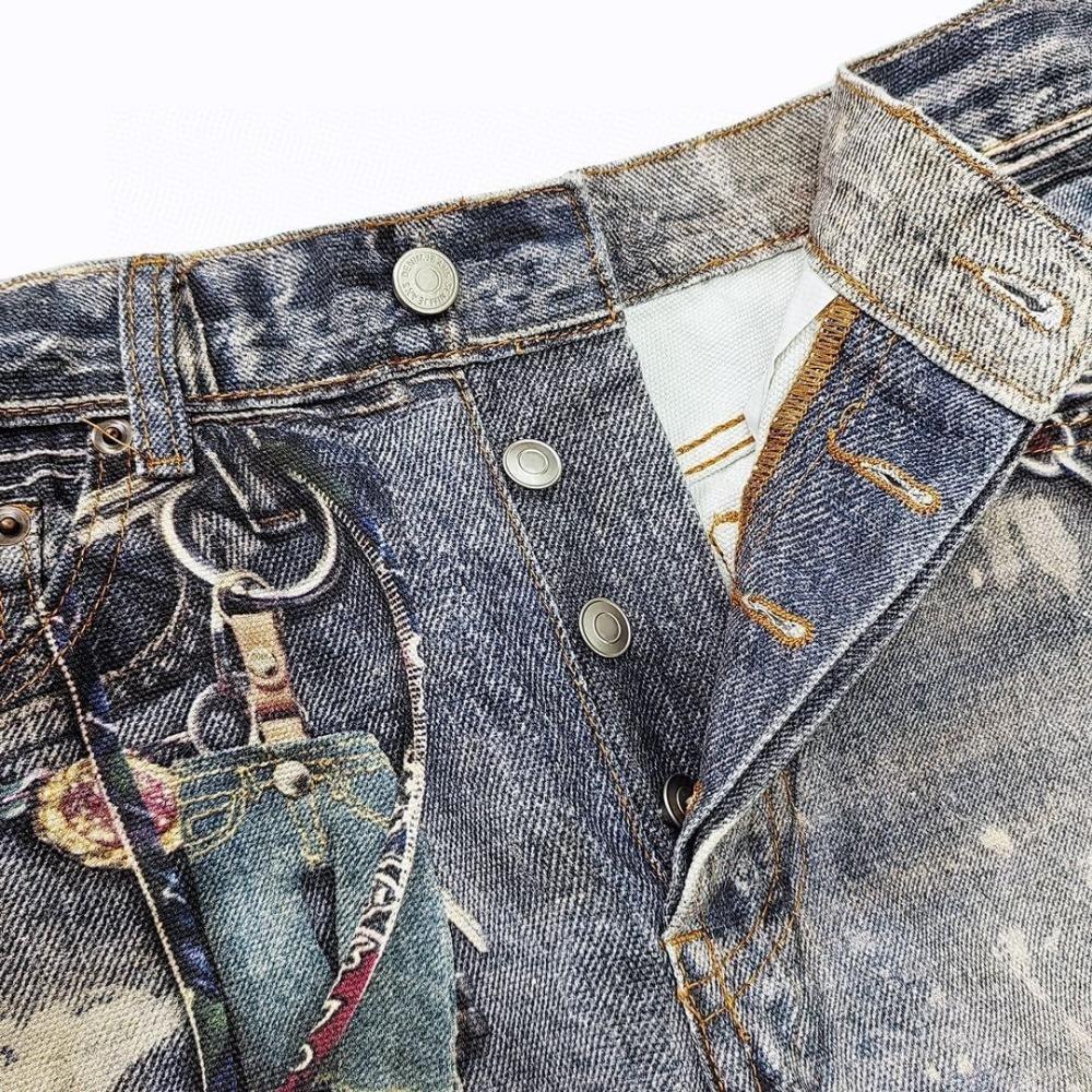 Новые мешковатые джинсы с 3D-принтом в виде цепочки для мужчин и женщин, повседневные мешковатые прямые джинсовые брюки, широкие джинсы Y2K