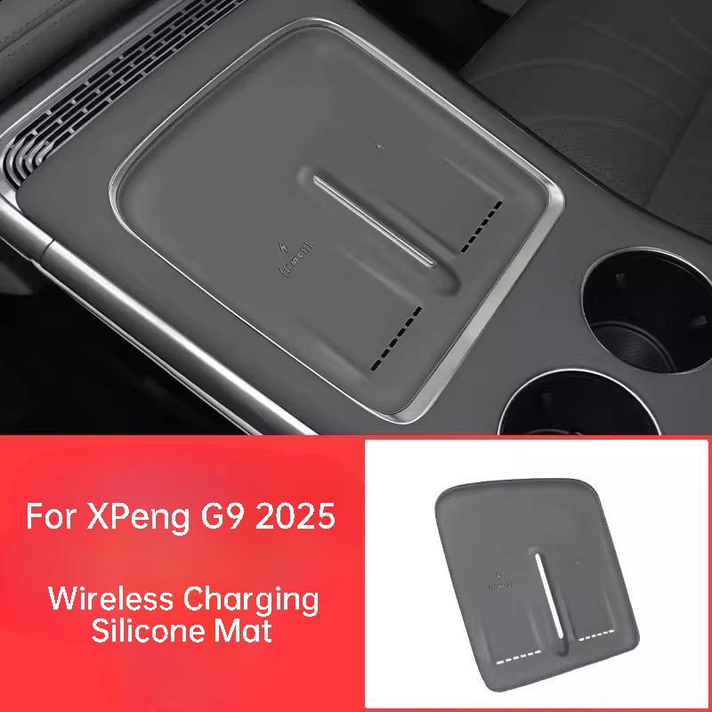 Для XPeng G9 2024 2025 Автомобильная беспроводная зарядка Силиконовый коврик Пылезащитный Нескользящий Защитная панель зарядки Аксессуары для интерьера