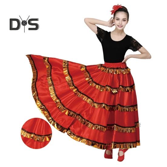 Женская макси-юбка с эластичной резинкой на талии, многослойная юбка-торт, красная, черная, 360-градусная негабаритная юбка, одежда для выступлений на сцене